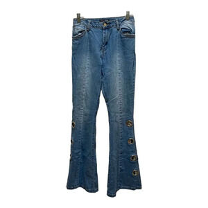 FASHION NOVA Grommet Flare Jeans High Rise 25 Waist